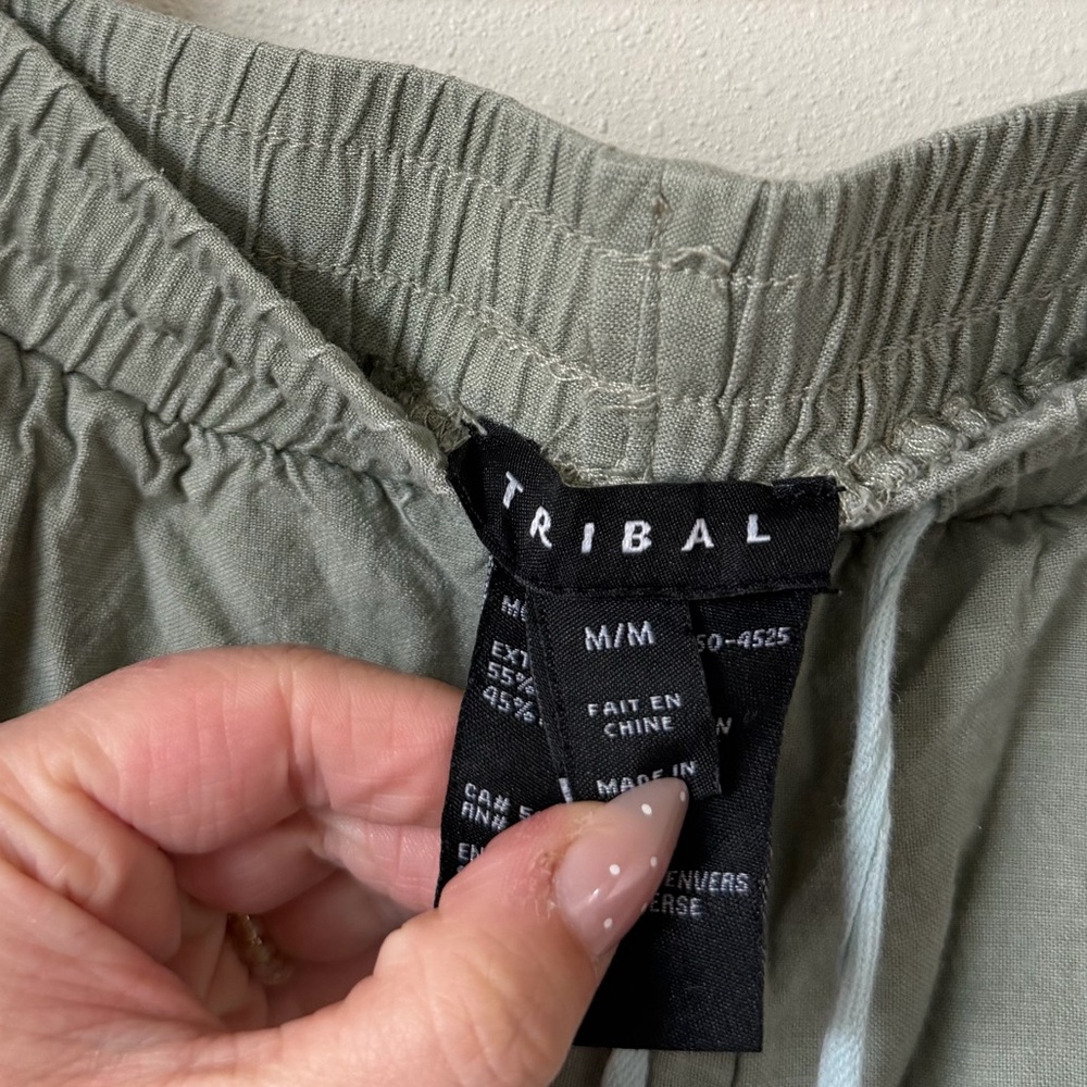 Tribal Green Linen Pants - Picture 3 of 6